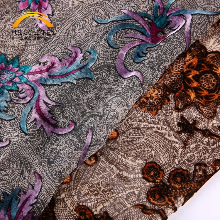 
Luxury elegant Chinese manufacturer floral printed burnout velvet italian silk viscose blend clothes fabric  (60740967450)