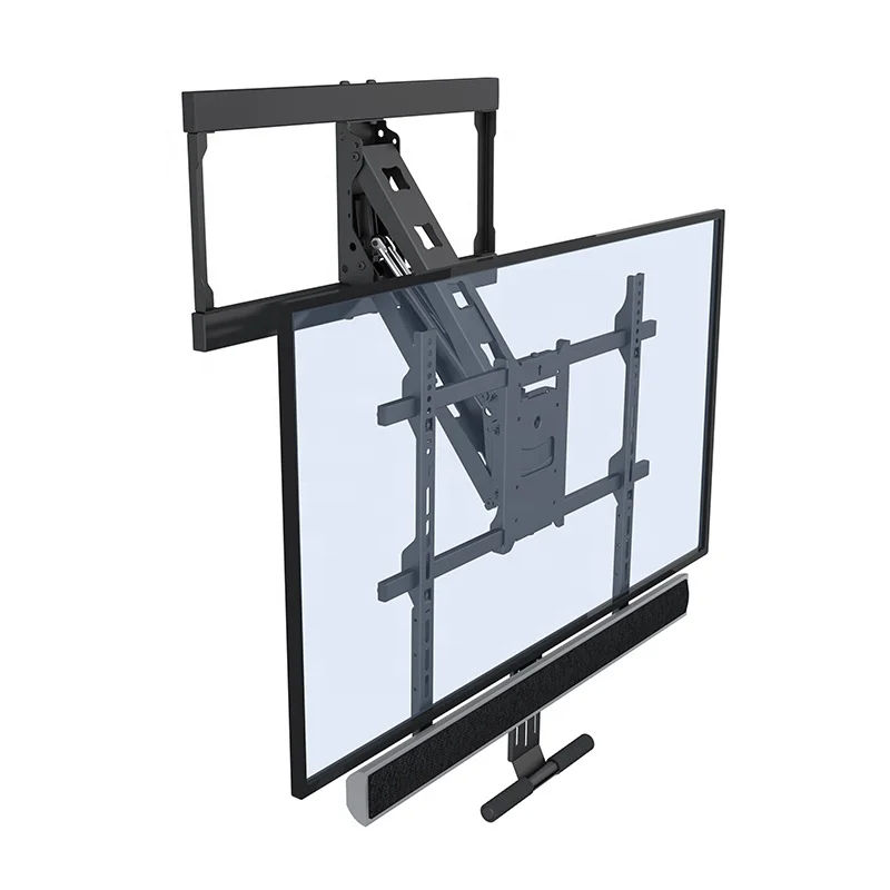 Gas Spring Pull Down TV Holder Wall Mount With Adjusted Sound Bar
