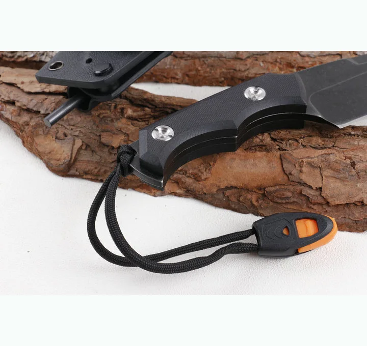 
Stainless steel survival rescue knife hunting knife with whistle and fire starter 