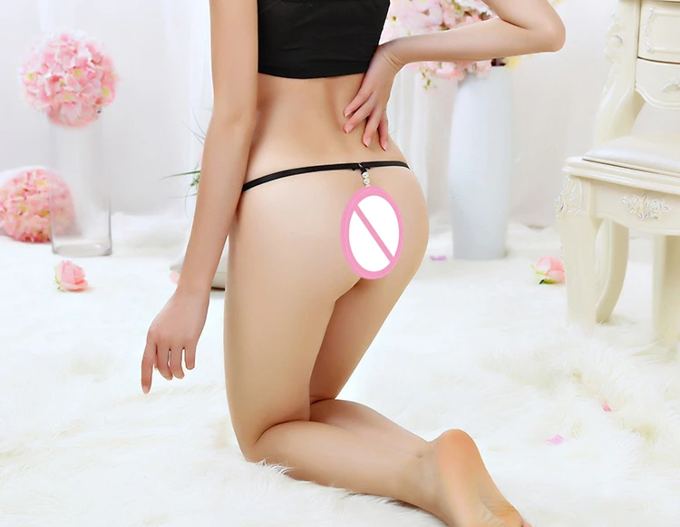 New design girls transparent panties ladies models adjustable size pearl thongs underwear