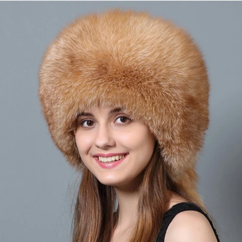 CX-C-79F New Design Fashion Winter Beanie Russian Fox Fur Hat