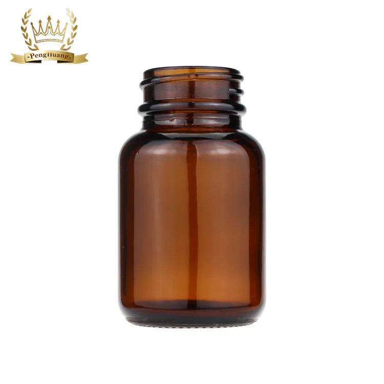 
Wholesale 60ml Amber Vitamin Medicine Wide Mouth Glass Bottle for Tablet Pill Capsule Packaging 