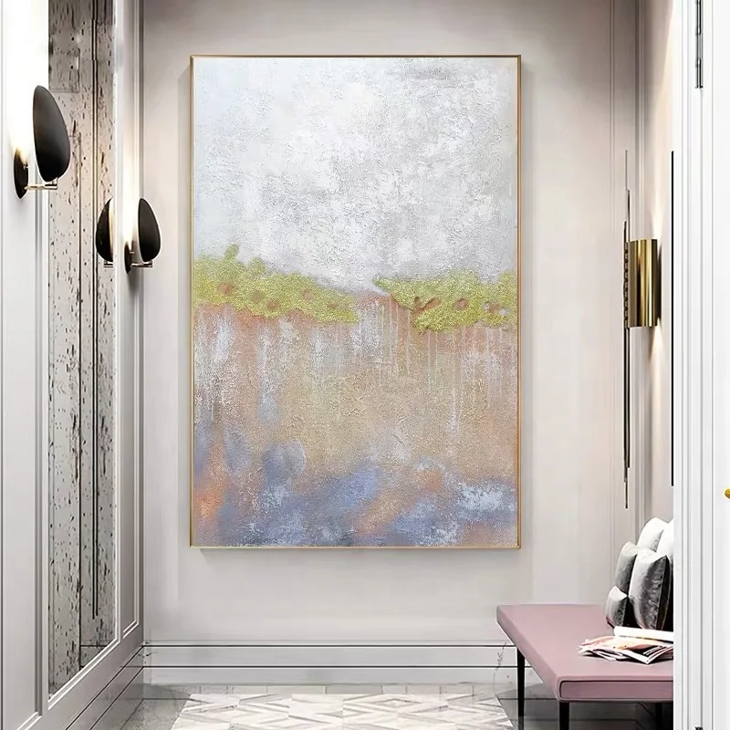 Gold abstract hand paintings on canvas oil paintings seascape for wall decor home decoration