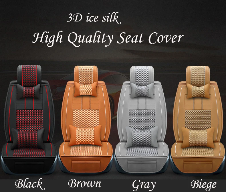 High Quality 5D Fashion PU Leather Full Set Car Seat Cover for Car Seat Protector with Black with Red Ice Silk Car Seat Covers
