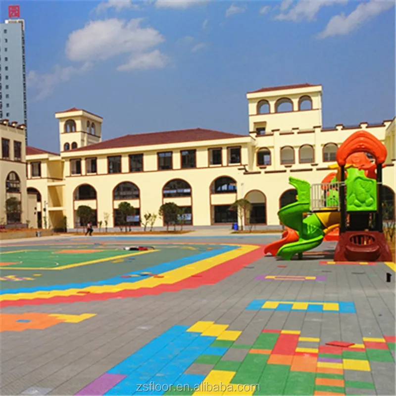 Eco-Friendly safe food grade PP material elastic interlocking kindergarten playground plastic floor mat