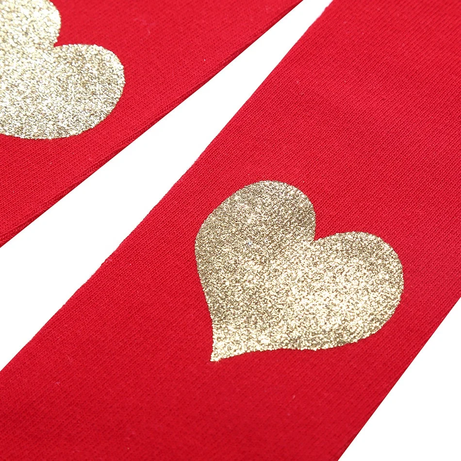 Cute Gold Print Heart Pattern Leg Warmers for Infant Girls
