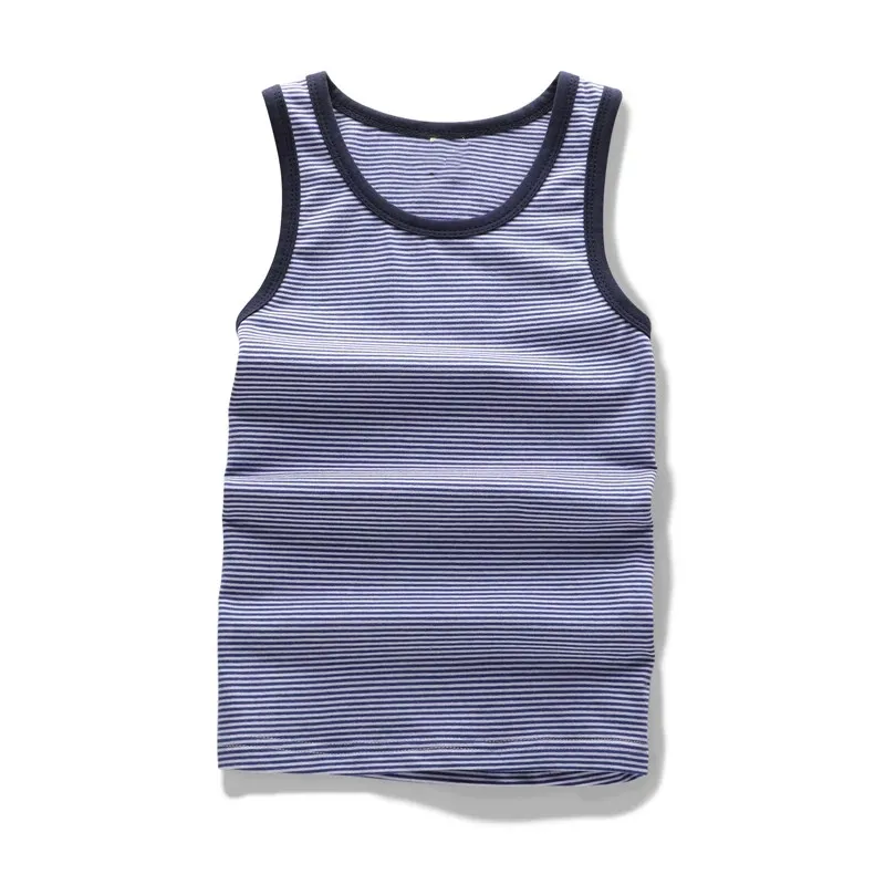 
New Style Wholesale custom 100%cotton Knitted Sleeveless Yarn Dyed Striped Sports Tank Top For Boys 