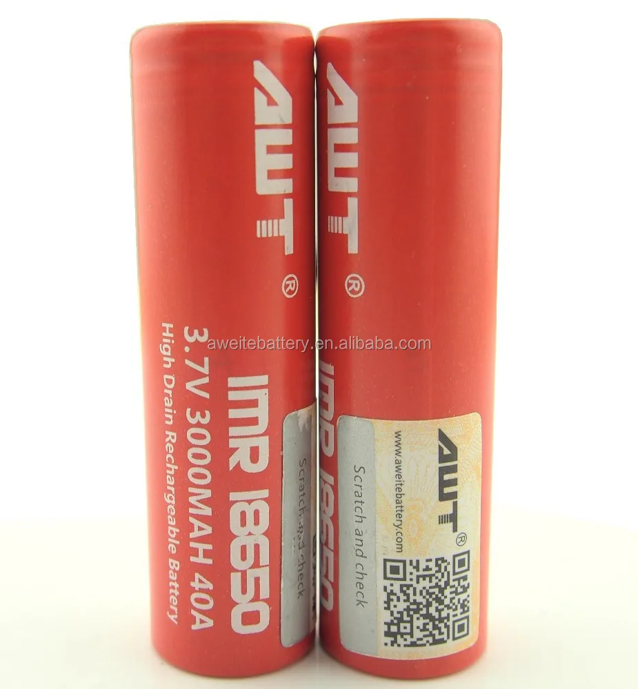 AWT li-ion battery 3.7v cell 18650-3000mah 40A red battery 18650 disposable vapes 1600 puffs disposable vape pen