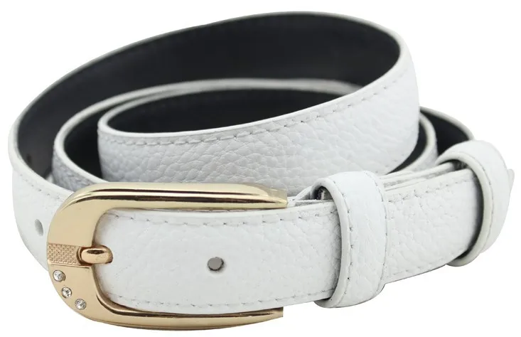 Women genuine leather thin belt korean style pin buckle belt