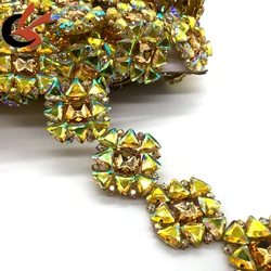 New large size Yellow AB gold rhinestone trimming for carnival decoration