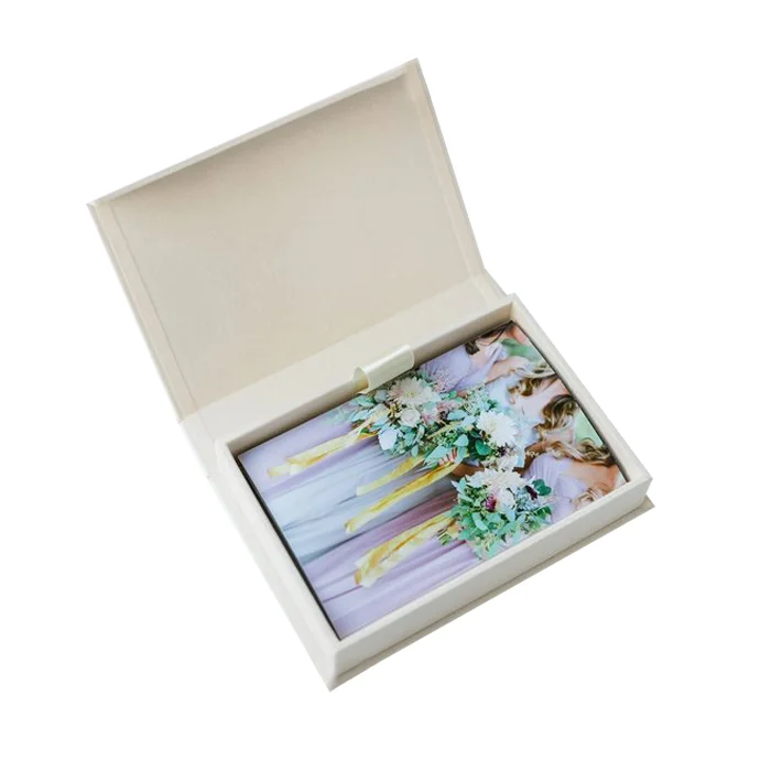 Free Sample Exquisite Custom Photo Album Packaging And Usb Drive Packing Gift Boxes With Magnetic Lid Closure
