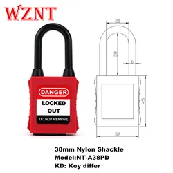 NT-A38PD 38mm ABS OEM Color Dustproof Osha Standard Plastic shackle Safety Lockout Padlock