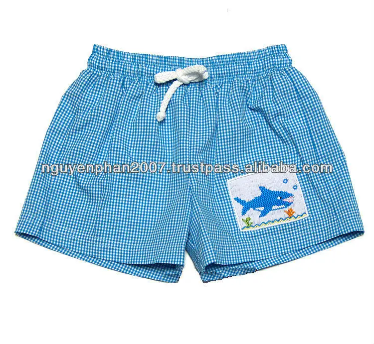 Бирюзовые плавки для мальчиков в клетку