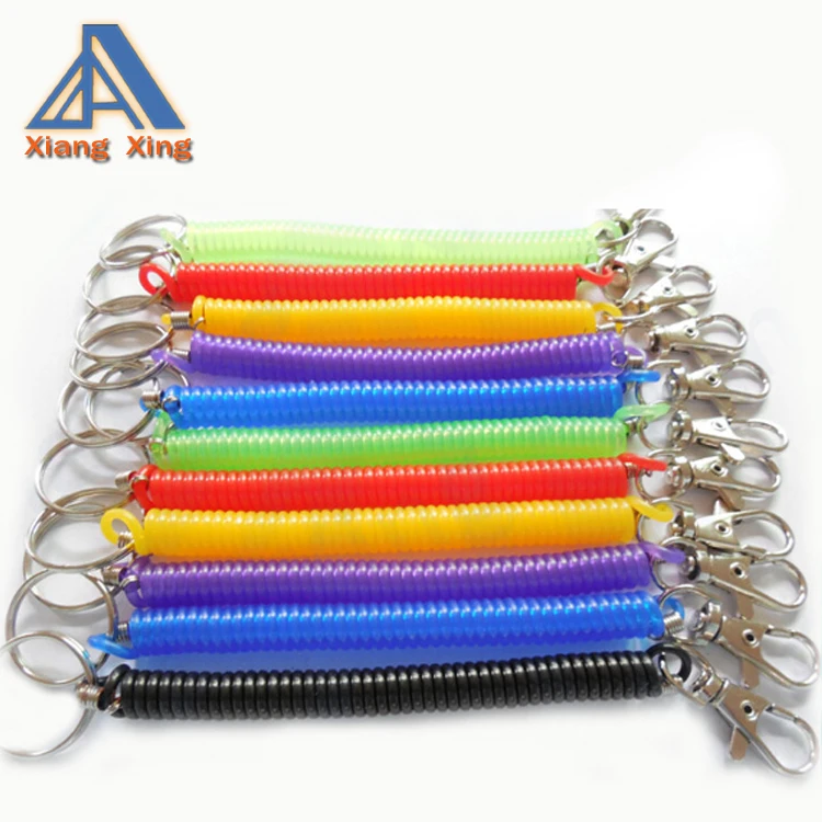 Elastic spring coiled plastic key chain key ring spiral strap stretchy lanyard