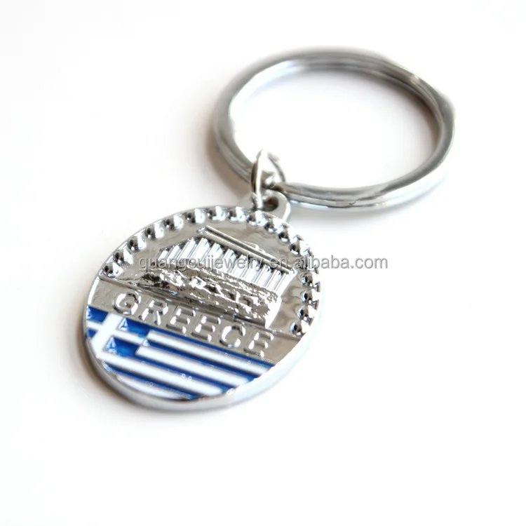 Greece tourism souvenir flag oval zinc alloy metal key chain