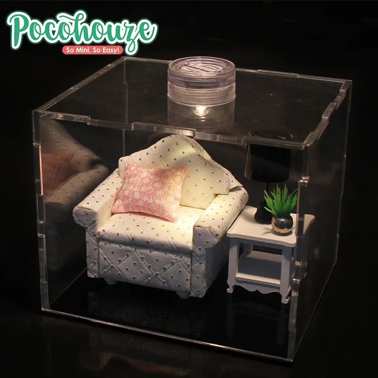 Pocohouze brand single sofa set scale miniature modern wooden furniture toy