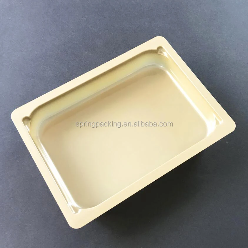 Supermarket PLA blister  Biodegradable Silver gold black white clear PLA /PP/PET/PS food packaging box plastic tray