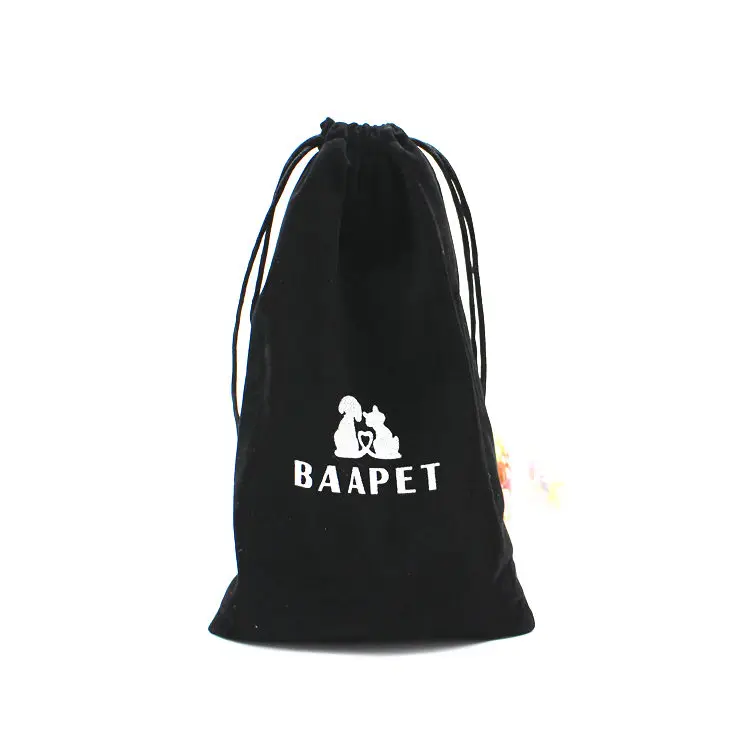Custom logo Black Velvet Bag Wine Bottle Drawstring Pouch Drawstring Bags