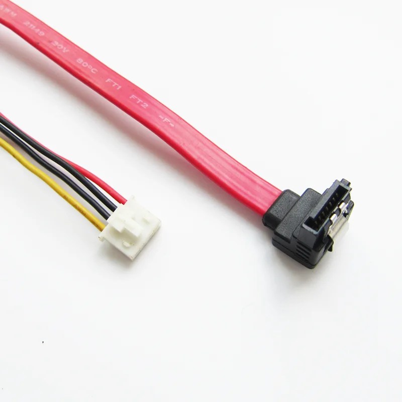 Factory 7+15pin Sata 22pin Female to 90 Degree Sata 7pin Cable Red Customized Pvc