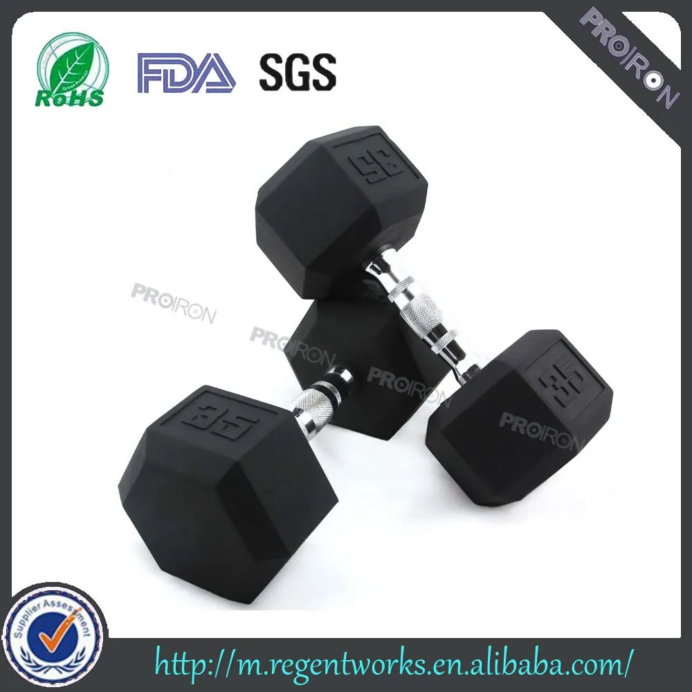Оптовая Гексагональной Резиновые Гантели