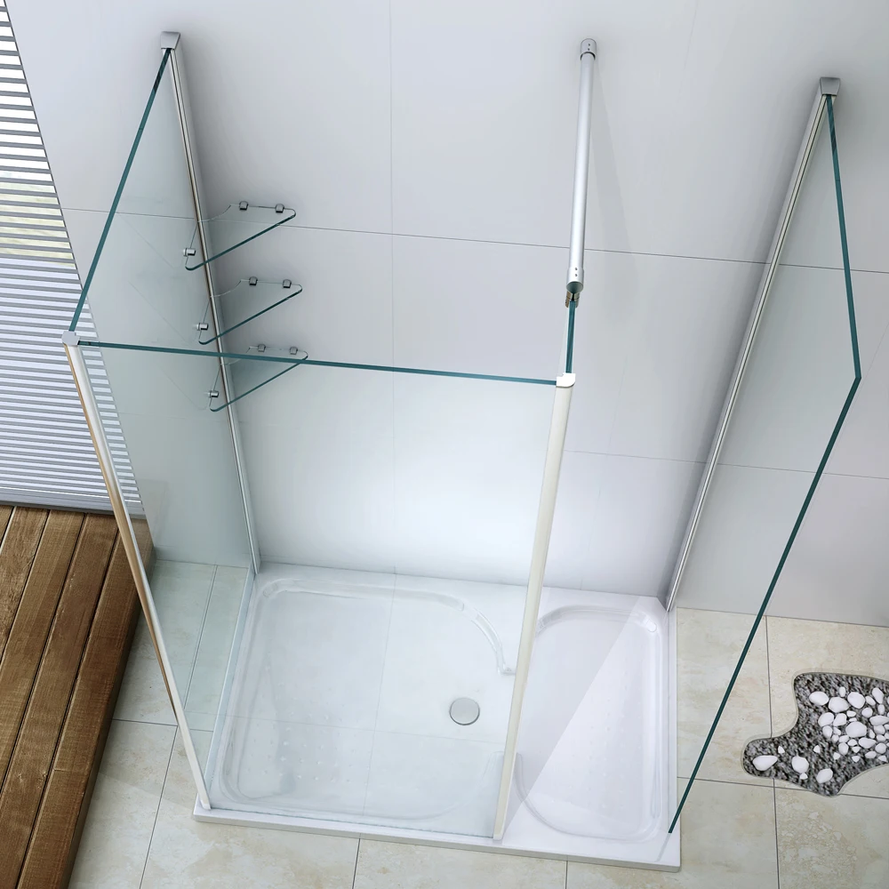 Walk in 6mm clear glass shower cabinet with rectangle tray