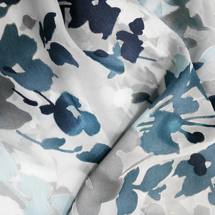 Custom design printing silk rayon opal burnout and printing fabric