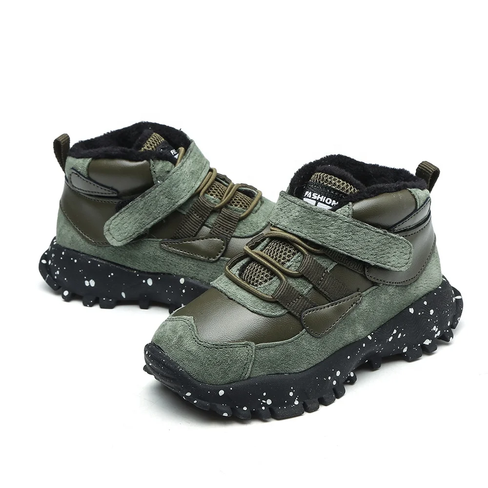 Flexible Leather toddler kid ankle boots for winter