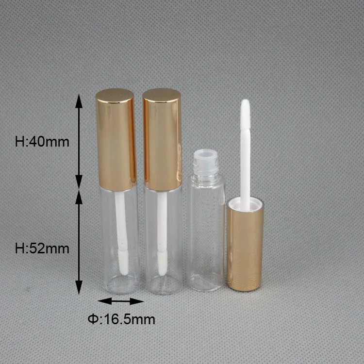 moq 500pcs TM-LG6621  8ml empty lip gloss tube blowing lip gloss bottle custom label shiny gold clear lip gloss wand tubes