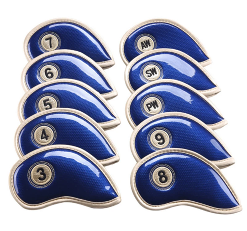 Металлические Чехлы для гольфа, защитные чехлы из искусственной кожи для гольфа, 10 шт./компл.