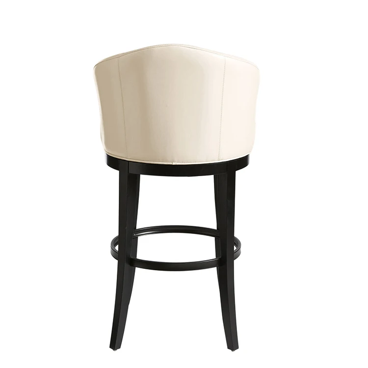 White leather round shape bar stool chair