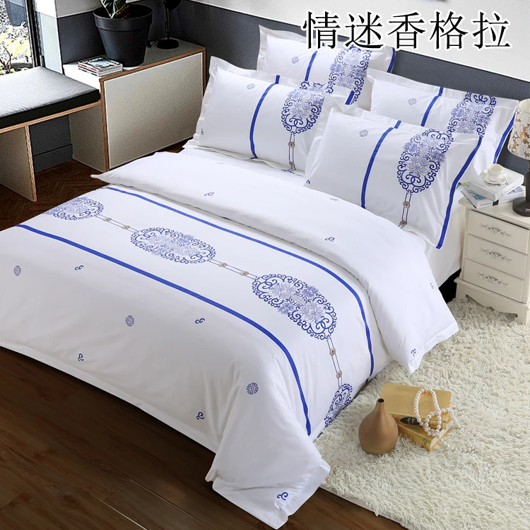 
Factory direct bedding hotel linen simple satin printing new 