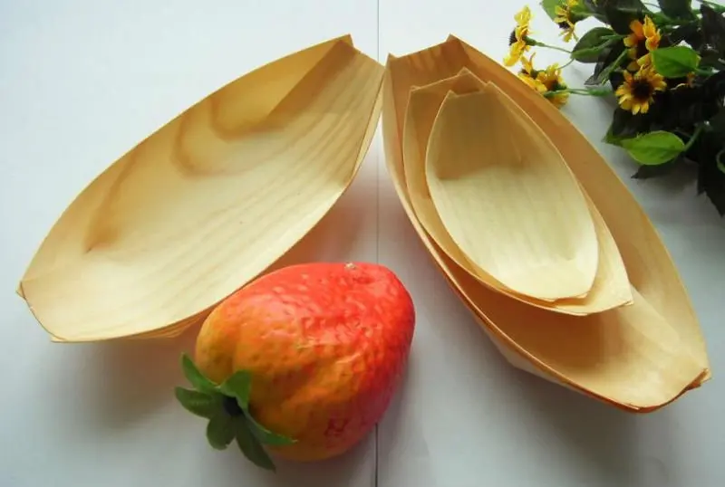 Ecco friendly wooden sushi boat disposable serving boat boat plate