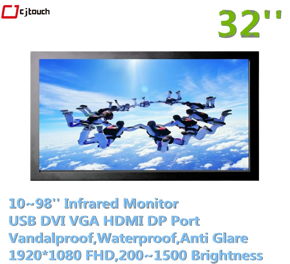 32 Inch Cheap LCD Infrared Monitors Touch Screen Kiosk Interactive Multi IR Open Frame Large Size CJTOUCH Touchscreen Monitor