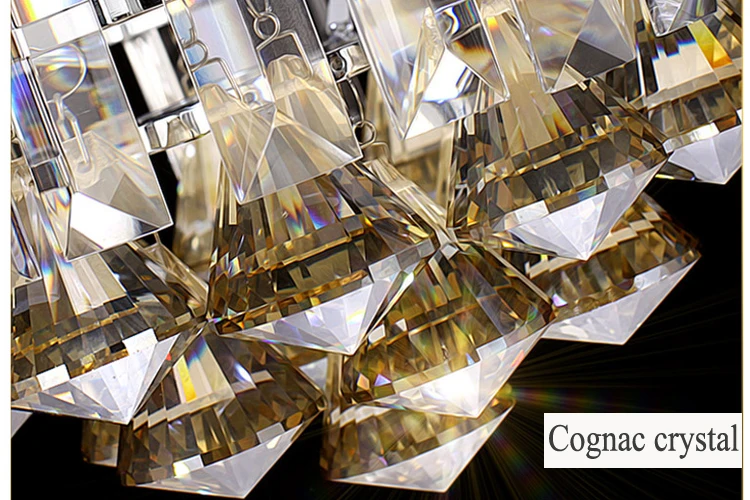 Modern Small Round LED Cognac K9 Crystal Ceiling Lamp For Villa Hotel Corridor Living Room