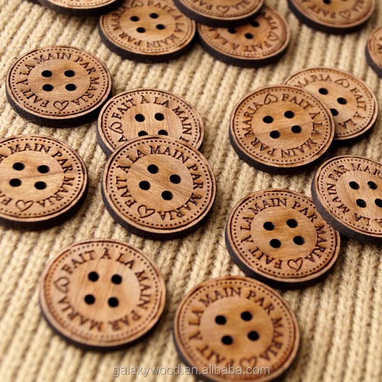 custom size 20mm 25mm Natural Color Handmade wood Buttons For Shirts