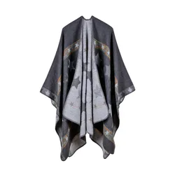 Женская шаль накидка пончо пашмины вязаное многоцветное открытое переднее одеяло оверсайз