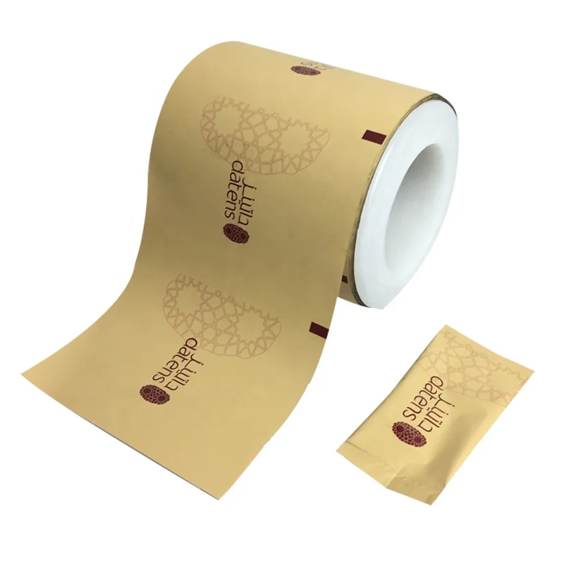 customized matte surface logo design glossy food roll film for dry dates snack food bag composite packaging materials