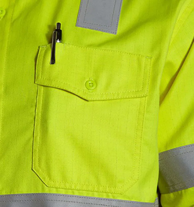 2 Pockets Design Hi Vis safety long sleeve polo shirt