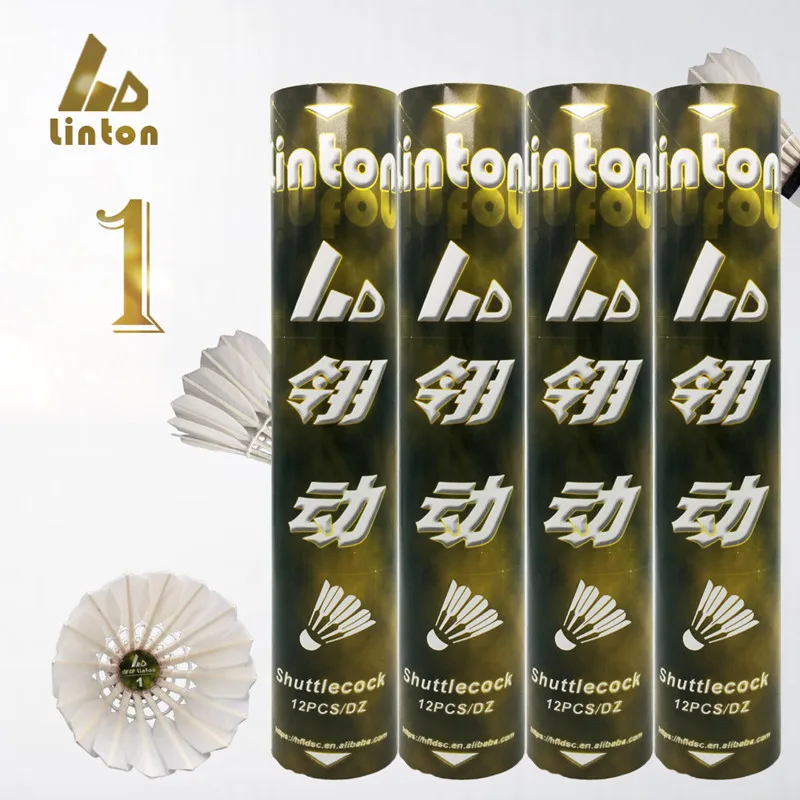 Anhui Linton durable quality as brand custom logo duck feather badminton shuttlecock