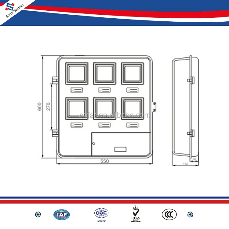 Outdoor Waterproof IP54 SMC Fiberglass Electric Meter Box