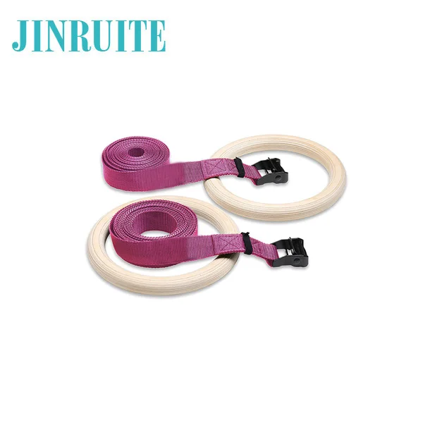 
Wholesale Wooden Gymnastic Rings for Pull Up Training with Adjustable Strap 