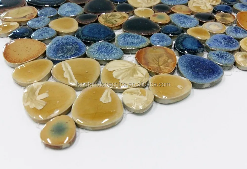Glazed Blue Mosaic Ceramic Pebble Porcelain Tile Bath Shower Wall Flooring Tiles Marble Mosaic