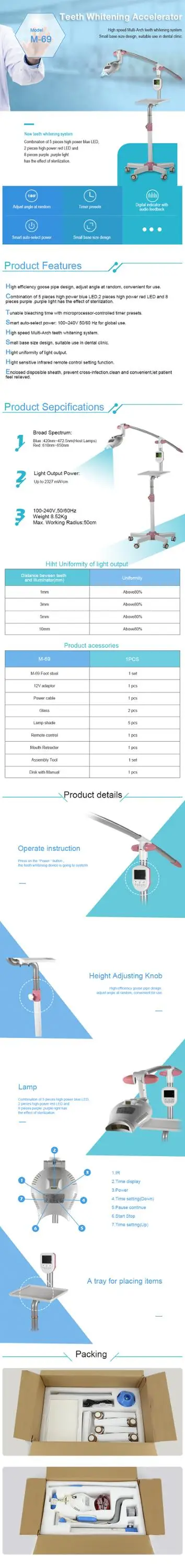 M-69 best price led lamp bleaching laser teeth whitening machine device