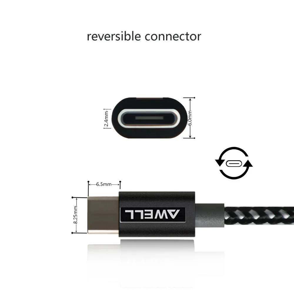 
AWELL most hot selling USB Type-C Cable USB Type C Male Connector Data Cable 