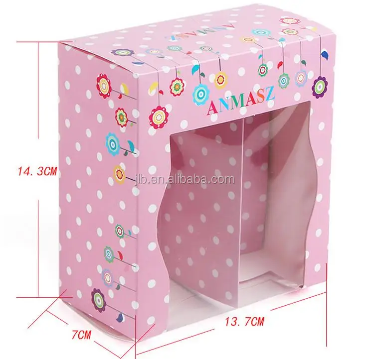 Custom baby shoes display cardboard box packaging with PVC plastic window