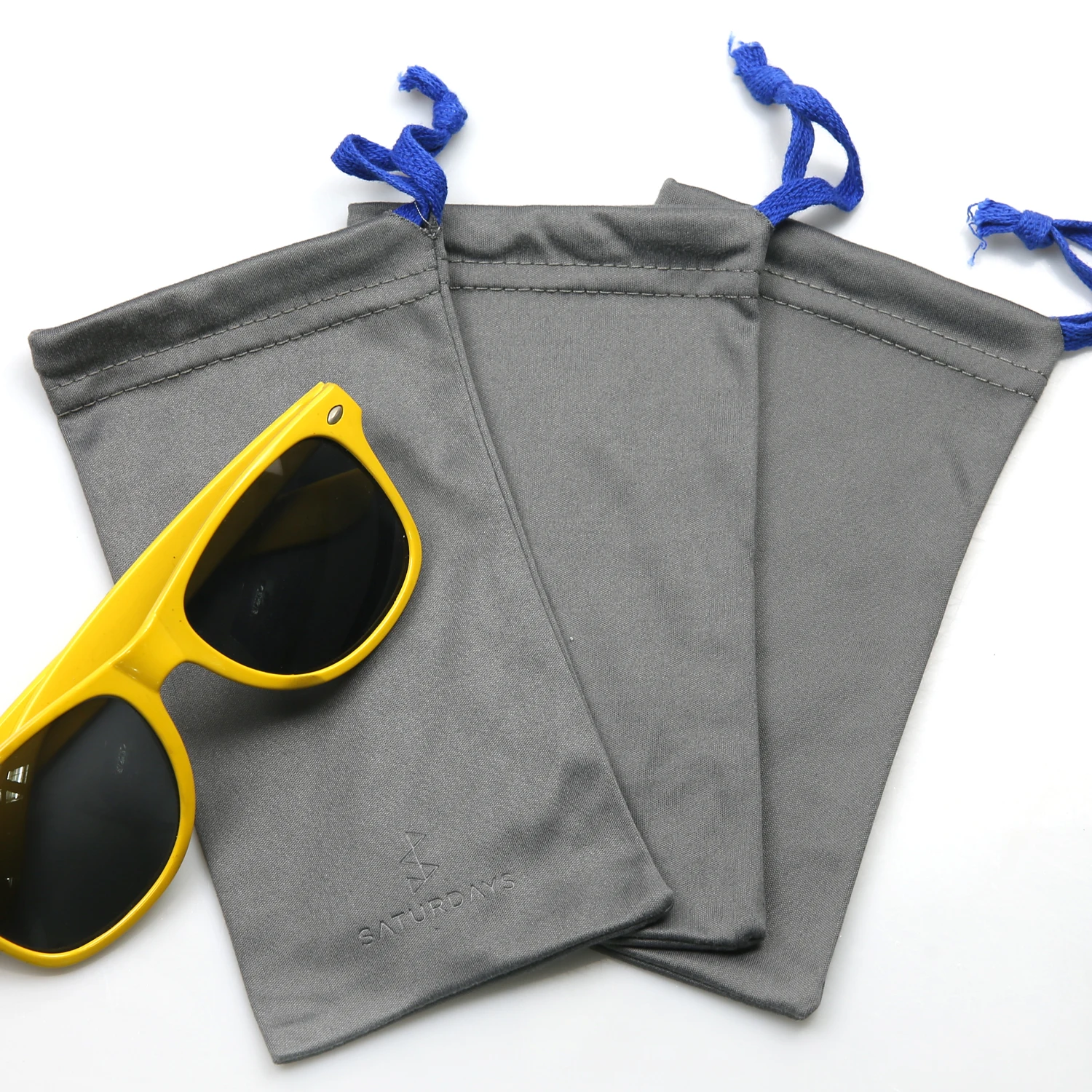 Single drawstring microfiber glasses bag 100% polyester cloth pouch  Custom screen printed sunglasses microfiber bag