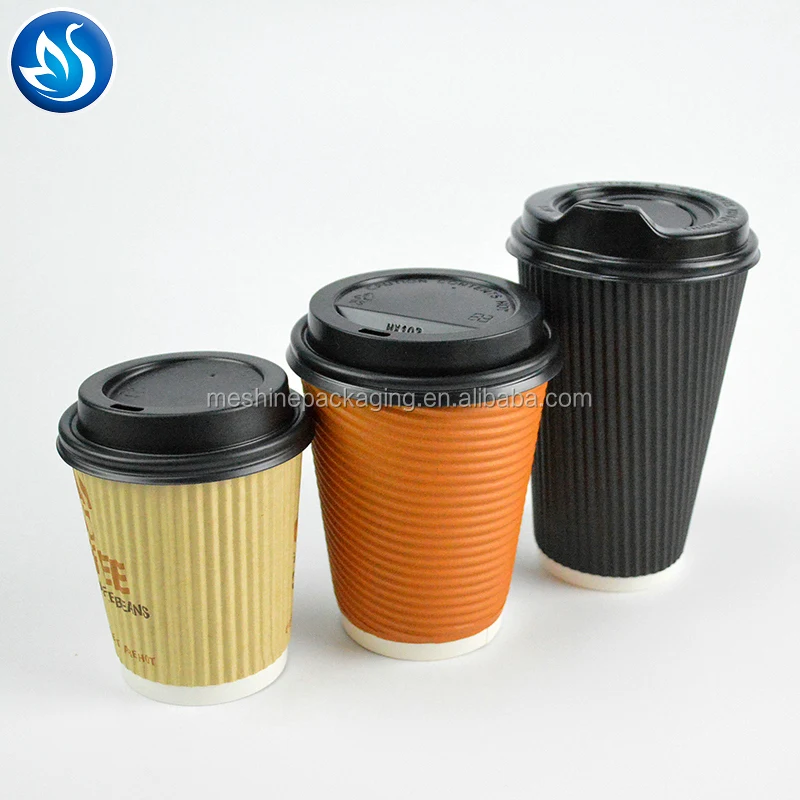 Wholesale 8oz 12oz 16oz Insulated Red double Ripple Wall Paper Coffee Cups