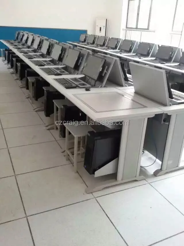 School Flip Computer Desk with Lockable Hidden LCD Monitor holder and CPU holder