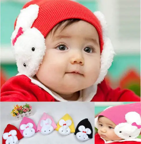 Baby Toddler Kids Girls Boys Winter Ear Flap Warm Hat Beanie Cap Crochet Rabbit