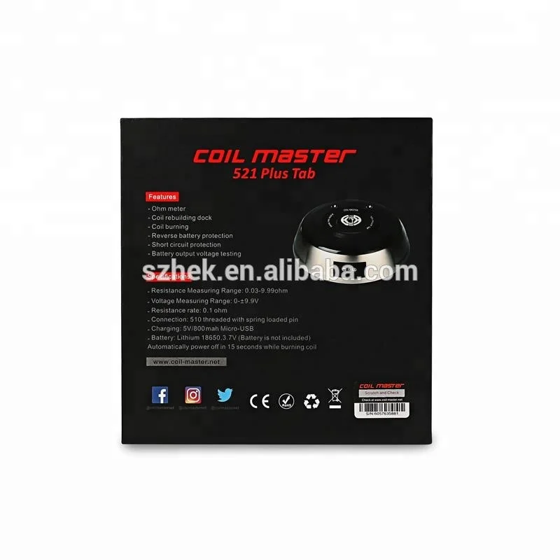 
100% Original Coil Master 521 Plus Tab Premium Multi functional Ohm meter Mod Vape Coil Rebuild Deck - All CoilMaster INSTOCK 